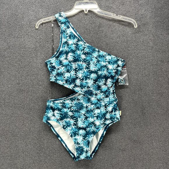 MICHAEL KORS One Piece Swimsuit 440 Turquoise Floral Print Size 10 MRSP $118 - Picture 1 of 14
